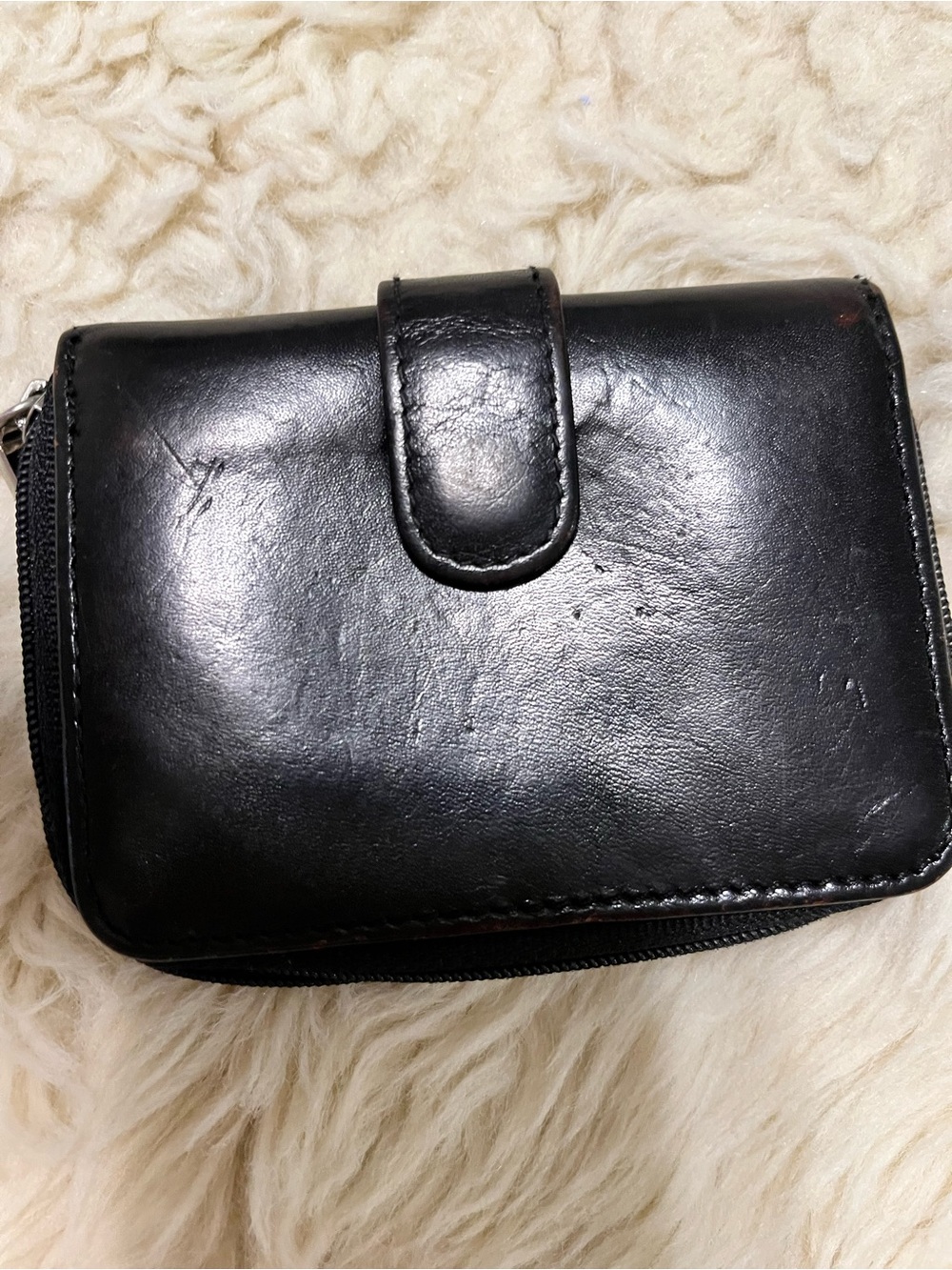HOBO Black Leather Compact Zip Wallet